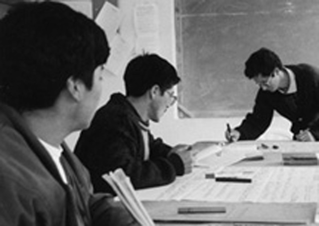 Attending a class at the seminary are (L-R) Serafin Gualaquiza, Luis Uvidia and Isaias Lucio.