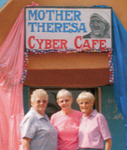 Sr. Cathy Peco (inset) served 23 years in the Public Health Care (PCH) program as a caring close friend of staff and patients, well loved by all. Sr. Peco died September 20, 2006. The public health care workers of Vandeikya wanted this clinic named after her. Also shown are PHC staff Joshua Iorsongu and Judith Moji.