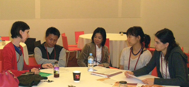 Members of the World Spirit Youth Council chat during a break. The Council is one of a growing number of interfaith youth organizations around the world. Parliament of World Religions, December 2009, Australia. 