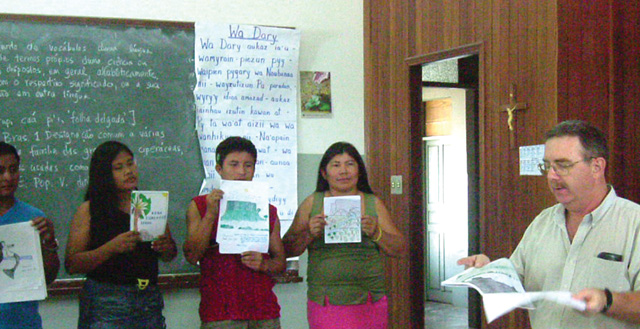 <p><b>A new way of doing mission </b></p>
<p>As a mission priest, I have discovered an exciting new means of doing mission through the linguistics work of helping native peoples revitalize their languages and providing other missioners with tools for language learning...</p> 

<p>We wish to preserve and value each and every language of the Earth, and defend those languages whose speakers are not numerous, such as the Kokama, the Makuxi, and the Wapichana of Brazil. We hope to keep as many languages alive as possible, as each cultural expression is a unique and mysterious manifestation of God’s creation. </p>

<p><i>Fr. Ron MacDonell (photo above) has a doctorate in linguistics and serves as linguistic assessor for the Indigenous Education Nucleus in Roraima, Northern Brazil.</i></p>
