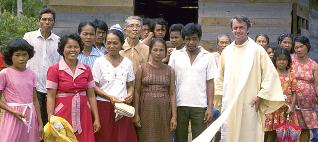 Fr. Mike Traher at Sacred Heart parish in Barangay Malinao on the island of Leyte, Philippines. Fr. Mike spent 10 years missioned to the Philippines accompanying people in small farming and fishing communities.
