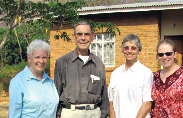 Scarboro’s Malawi mission team, religious and laity together in mission. 
L-R: Sr. Ann MacDonald, csj, Fr. Jim McGuire, Barb Michie, and Leslie Paraniuk
