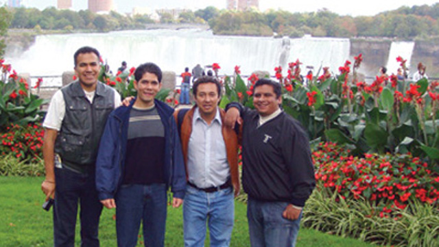 L-R: Antonio Gonzalez, Carlos Dario Mejia, Marco Antonio Ascencio, Rafael Tadeo visit Niagara Falls.