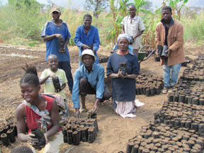 Members of the Elderly and Disabled Group made up of people dealing with the effects of polio, amputations, impaired vision, and old age who want to help support themselves and their community with a seedling and irrigation project. Rumphi, Malawi.