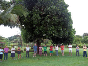 At the 2011 regional assembly of CIMI, the Missionary Council founded by the Brazilian Bishops, participants say a prayer for nature. CIMI includes all Catholic missionaries working among the Indigenous in 11 regions throughout Brazil.
