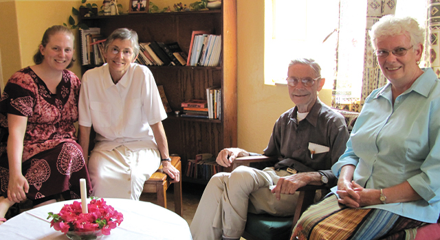 The lay and priest members who make up the Malawi mission team (L-R): Leslie Paranuik, Barbara Michie, Fr. Jim McGuire, and Sr. Ann MacDonald, CSJ.