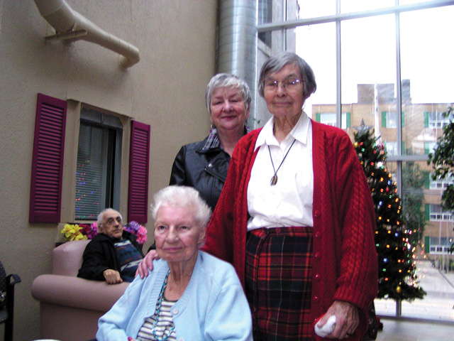 R-L: Gwen Legault, OLM, Angela Downey and Betty Craig (seated) at Liberty Place, Toronto.