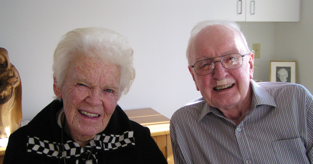 Sr. Mona Kelly and Fr. Peter Ward at a gathering to welcome Fr. Peter during his visit to Toronto last fall.