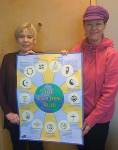 Internationally-renowned religious scholar, Karen Armstrong (left), is an enthusiastic advocate for the Golden Rule. Also pictured here is Tina Petrova, Canadian Golden Rule activist and interfaith filmmaker. Internationally-renowned religious scholar, Karen Armstrong (left), is an enthusiastic advocate for the Golden Rule. Also pictured here is Tina Petrova, Canadian Golden Rule activist and interfaith filmmaker.