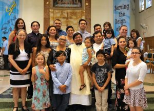Fr. Luis’s mother, Maria Lopez (above centre), led a large family delegation (mainly from the Ottawa area) to attend this happy occasion. The Scarboro Missions chapel and reception were overflowing with friends and relatives. He celebrated his first Mass in the chapel the following morning.