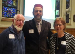 Imam Hamid Slimi with SFM Fr. Terry Gallagher & Sr. Lucy Thorson (organizer of this 3-part Series)