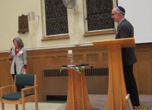 Thanking the speaker is Barbara Boraks, Director of the Jewish-Christian Dialogue of Toronto